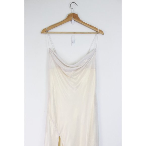 Lovers + Friends Maia Cowl Neck Slip Gown Maxi Dress Cloud Metallic Small - Picture 4 of 7